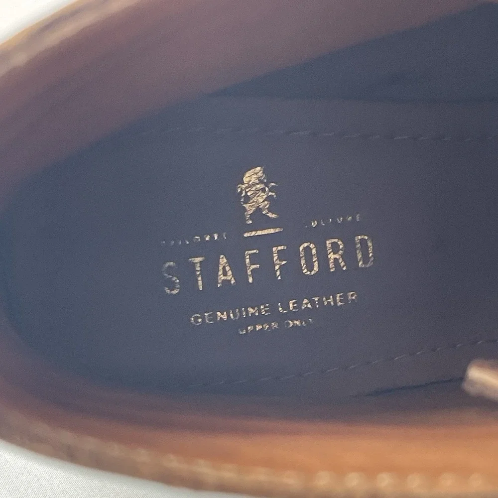 Mens Stafford 014-1235‎ Gunner Cap Toe Brown Leather Ankle Dress Boot 8.5 NEW